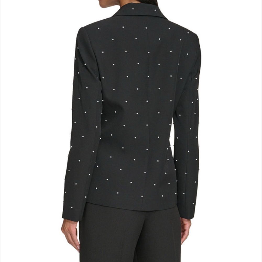 NWT Karl Lagerfeld Paris Pearl Embellished Black Blazer Single Button 14 - Picture 7 of 16